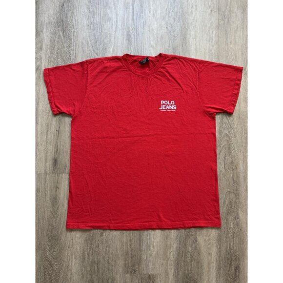 Vintage Y2K Polo Jean Ralph Lauren Coconut Art Logo Red Shirt XL Streetwear Hype - Picture 2 of 7